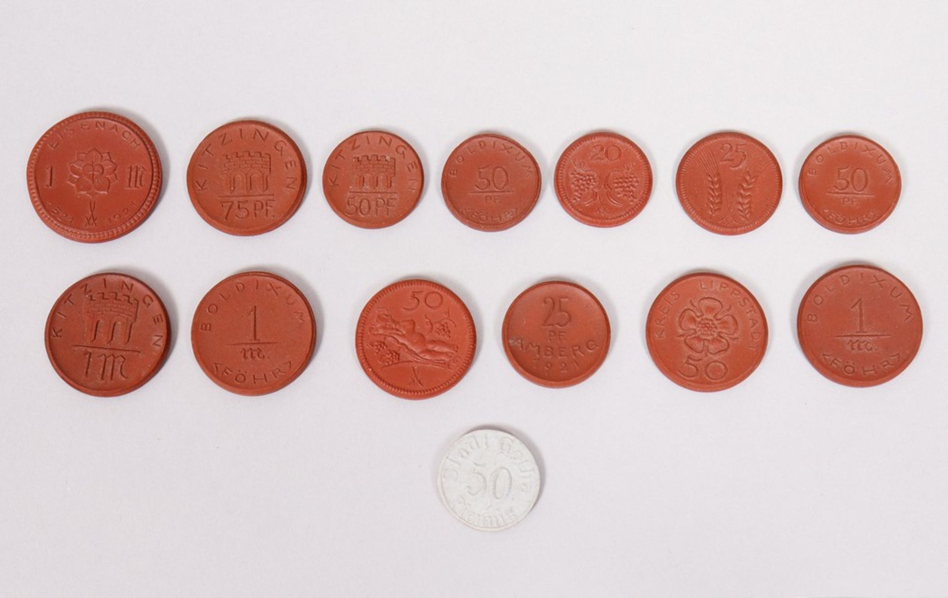 14 Notgeld-/Spendenmünzenmünzen, Meissen, um 1920 