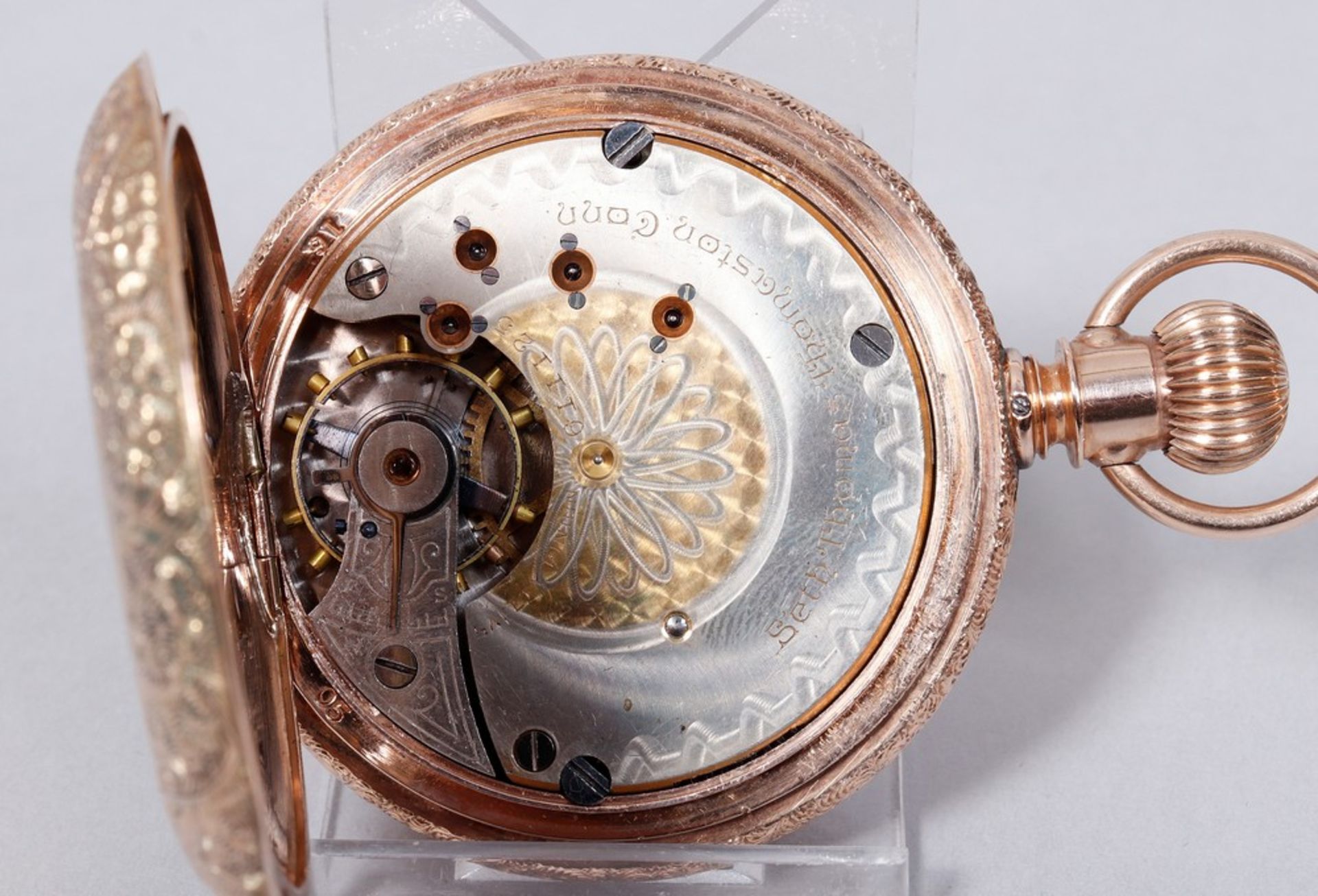 Very rare American pocket watch from 1894, Seth Thomas, Thomaston, Conn., made of 585 gold - Image 6 of 8