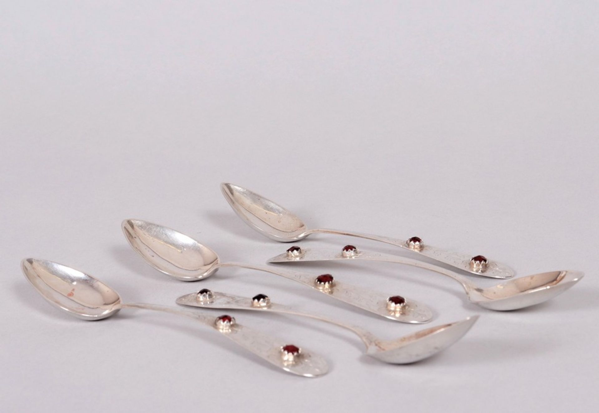 5 Biedermeier coffee spoons, so-called "Friesenlöffel", silver, Peter Friedrich Bartels (ca. 1800 - - Image 2 of 6