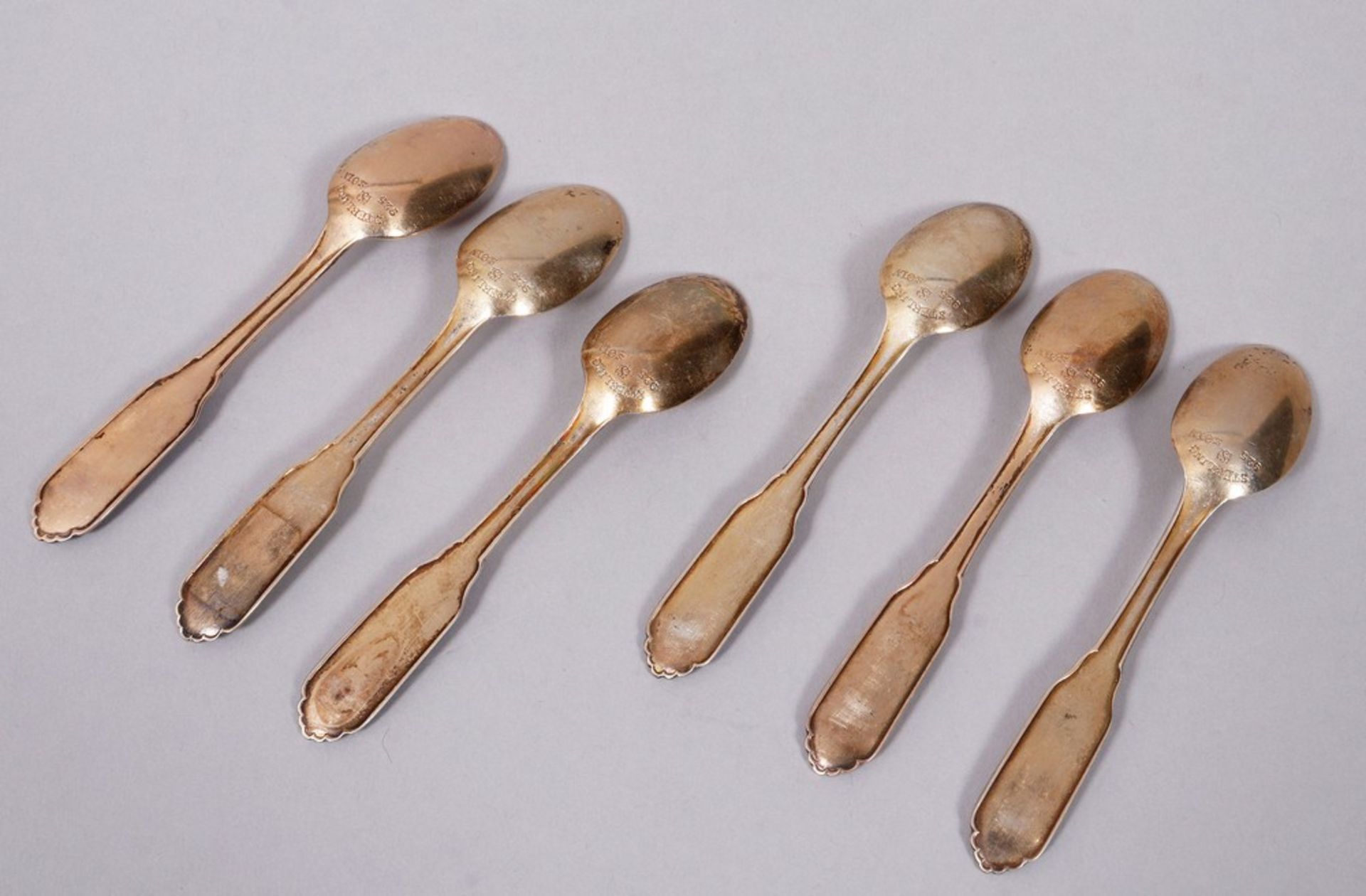 6 mocha spoons, 925 silver, W. & S. Sorensen, Denmark, 20th C. - Image 2 of 5