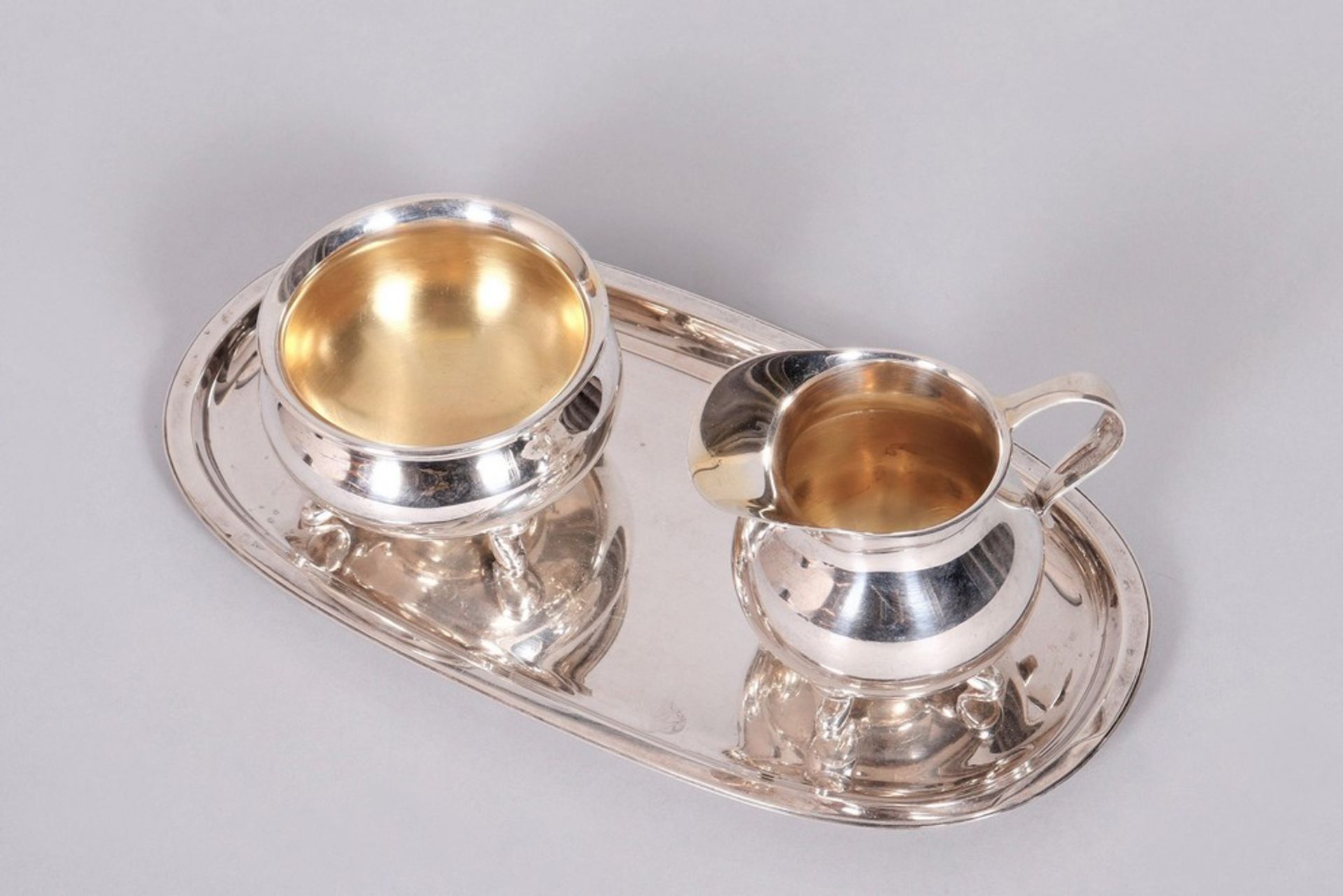 Sugar/cream set on stand, 835 silver, M.H. Wilkens & Sons, 20th C., 3 pcs. - Image 2 of 5