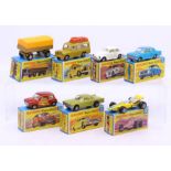 Matchbox: A collection of seven boxed Matchbox Superfast 75 vehicles to comprise: Mercedes Trailer