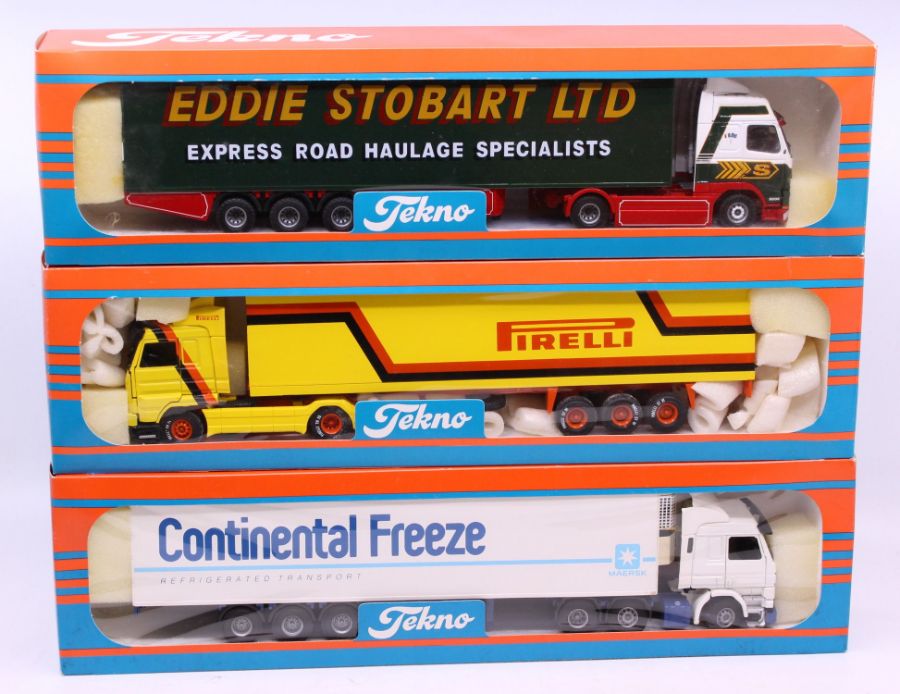 Tekno: A boxed Tekno diecast, Pirelli lorry, 1:50 Scale, Made in Holland. Together with another