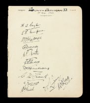 Autographs, South African Cricket XI v Australia, 1st test, Durban November 5-9th 1921, a large