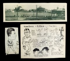 Ernest 'Ern' Shaw (1891-1986), Yorkshire v Essex, ink cartoon, signed and dated '24, 28x37cm, and