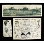 Ernest 'Ern' Shaw (1891-1986), Yorkshire v Essex, ink cartoon, signed and dated '24, 28x37cm, and