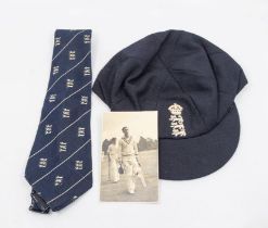 An England cricket cap by Simpson of Piccadilly c 1963, belonging to Derek Shackleton (Hampshire),