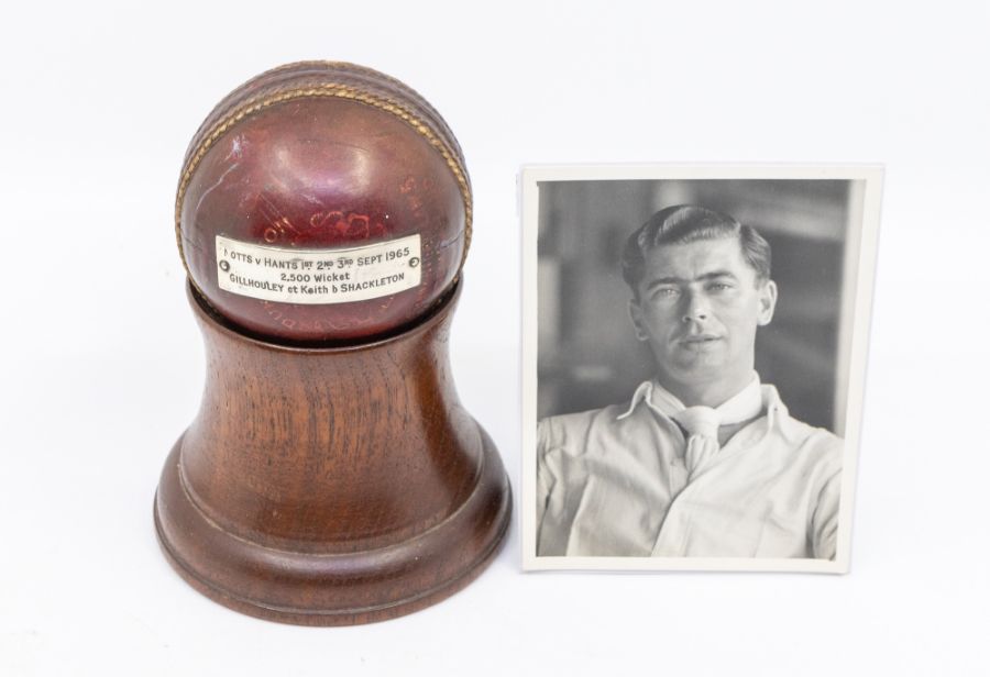 Derek Shackleton's 2500th first class wicket, the Gunn and Moore match ball used v