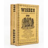 1940 Wisden Cricketers Almanack, linen covers, bowed spine, somewhat scruffy