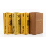 1950, 1951 and 1953 Wisden Cricketers Almanack, linen covers, and 1952, rebound in brown cloth,