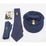 Derek Shackleton's county cricket cap, size 6.5, together with his club tie and another tie with