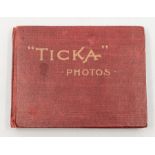 A 'Ticka' photograph album containing approximately 100 cut out portraits of cricketers, soldiers