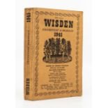 1945 Wisden Cricketers Almanack, original linen cover, owners name on p3, spine slanting (only