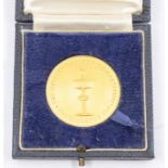 A Gillette cup 'Man of the Match' gold medal awarded to Derek Shackleton, stamped 9ct, weight 30g,