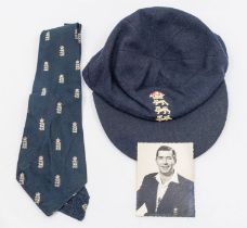 England cricket cap, c 1950, by Simpson of Piccadilly, awarded to Derek Shackleton (Hampshire) and
