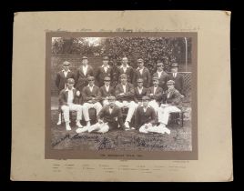 The Australian Cricket team in England 1921. An official black and white team photograph by T.