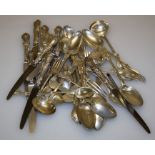 John James Whiting, a part canteen of silver flatware and cutlery with crested fiddle handles.