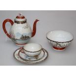 An early/ mid 20th century Japanese ' eggshell' porcelain tea service, comprising covered pot, sugar