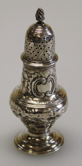 Jabez Daniell and James Mince, a George III silver pepper, with flame finial to the domed cover, the