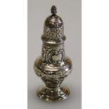 Jabez Daniell and James Mince, a George III silver pepper, with flame finial to the domed cover, the