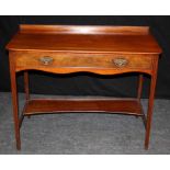 A 19th century mahogany side table, the oblong top over a frieze drawer, raised on tapered legs,