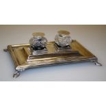 Atkin Brothers, a George V silver presentation inkstand to Lieut. T Hart-Dyke, 2nd Bn. Queens