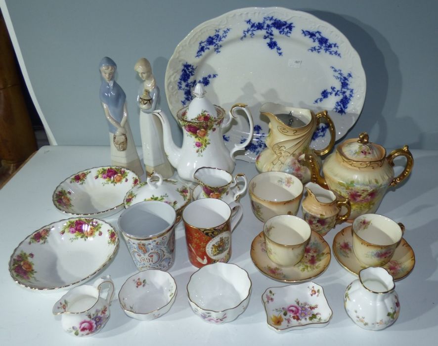 collection of ceramics , including a Victorian part tea service , platter , Royal Albert Old country