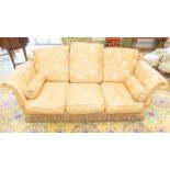 A modern three person knoll sofa, together with a knoll armchair, both with fitted cushions, the