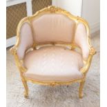 A mid 20th century Louis XV style saloon armchair, 71cm H x 71cm W x 53cm D Please note this item is