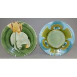 2 late 19th C Minton Art nouveau plates 23 cm (2) Condition , plate with the blue border has an