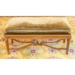 A 20th century Louis XV style double piano stool, with additional velvet cushion, fluted design,