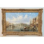 Francis Moltino (Italian 1847-1867) a pair of Venetian scenes, oil on canvas both in gilt frames,
