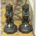 A pair of cast metal painted prancing lion door stops 37cm H (2) Please note this item is at an