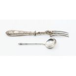 A late 19th century Russian silver .84 standard spoon, approx 45gms; together with a French silver-