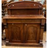 A 19th Century mahogany chiffonier having single drawer above two cupboard doors and back gallery