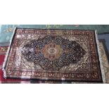 A blue ground mid to late 20th Century hand knotted rug, India Jaipur