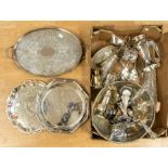 Collection of silver plate including trays, punch bowl, tea sets etc. PROCEEDS TO MACKWORTH CHURCH