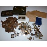 Large quantity of mixed coins , mostly British and some foreign , including a box o Victorian
