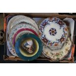 Mixed quantity of ceramics including decorative plates and blue and white plates