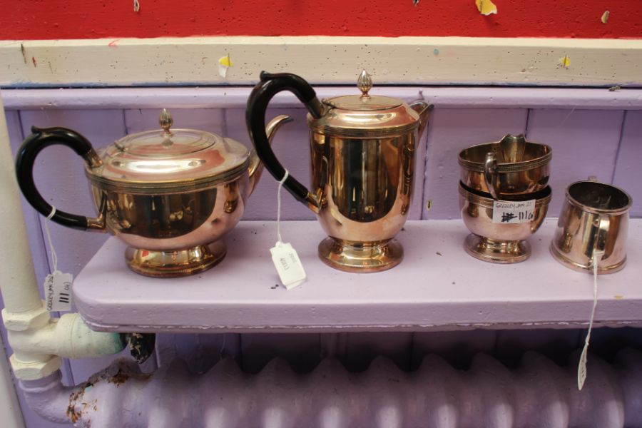 A good three-piece silver-plated tea and coffee service, comprising of tea pot, coffee pot, sugar