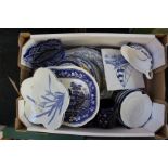 Mixed quantity of ceramics including blue and white, gossware