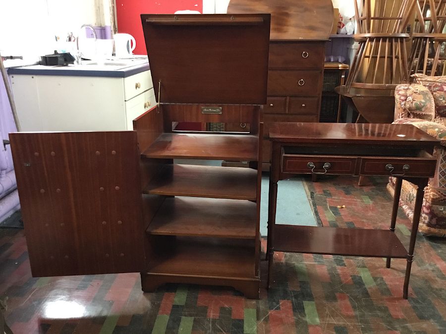 A 'Period Furniture Ltd' music cabinet with lift up top, the front door opening to reveal 2 shelves, - Image 2 of 2