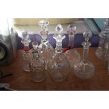 Six glass decanters