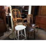 A modern pine Windsor chair, a Queen And style dining chair, a kitchen chair with bentwood style