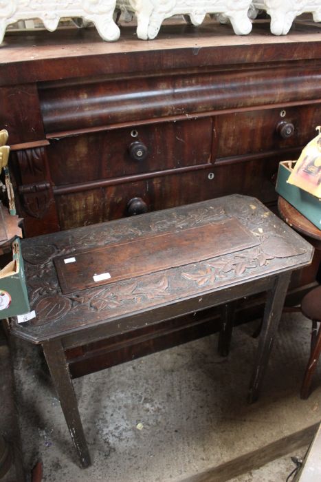 A stained wood carved rectangular, canted corners, side table, with Victorian mahogany chest of - Image 3 of 3