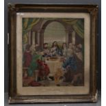 A tapestry of the last supper, lizzie goddall on the mount, framed mounted and glazed 84cm x 76cm