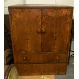 An early to mid 20th century cabinet possibly converted  for a television/radio, large cupboard over