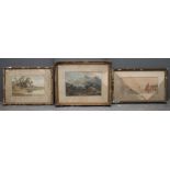 Three gilt framed watercolours of different sizes and varying conditions a/f (3)