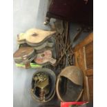 A large lot selection of brass and copper fireside items including two coal buckets 4 sets of