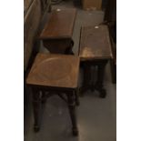 Three tables, two prayer / church tables together with an edwardian oak side table (3)